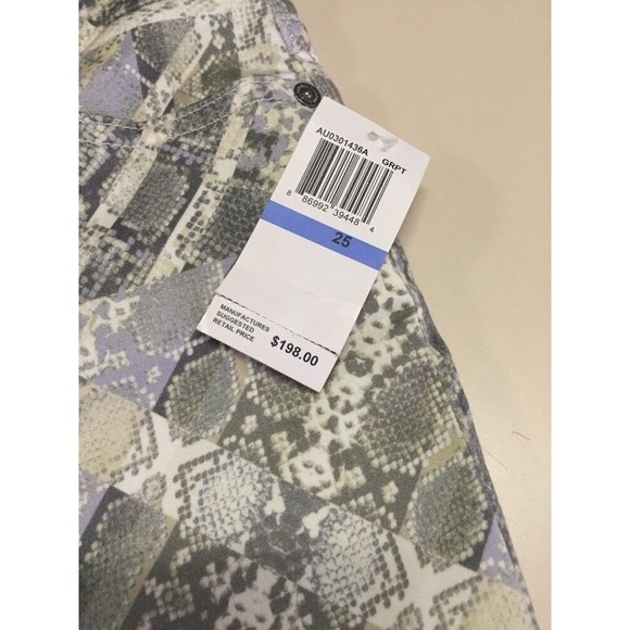 7 For All Mankind Women's Jean Gray Snakeskin Print Skinny Ankle Sz 25 NWT - Picture 4 of 11